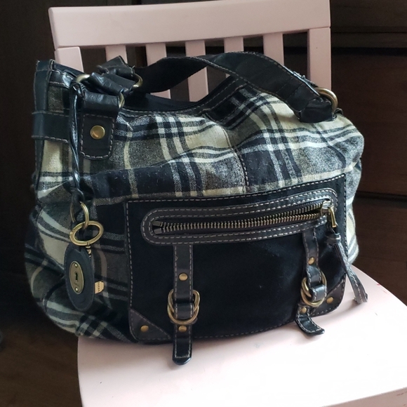 Fossil plaid shoulder bag - Picture 1 of 8